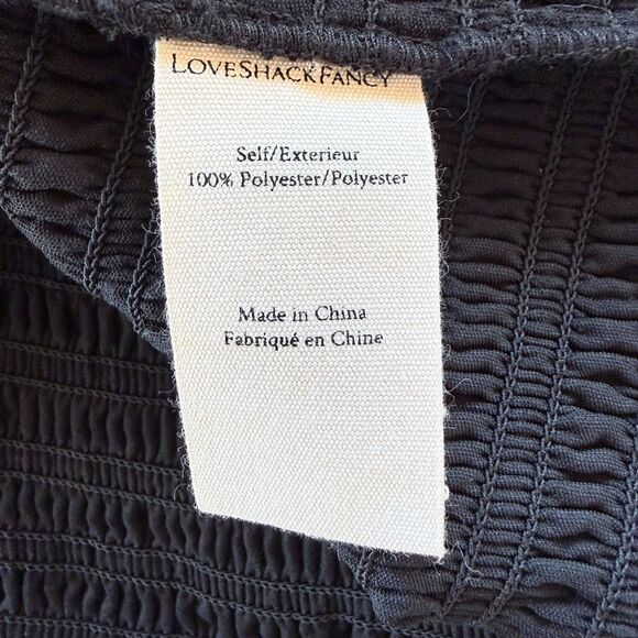 NWOT LoveShackFancy Dorset Velvet Smocked Long Sleeve Mini Dress in Black Sz M - Picture 10 of 16